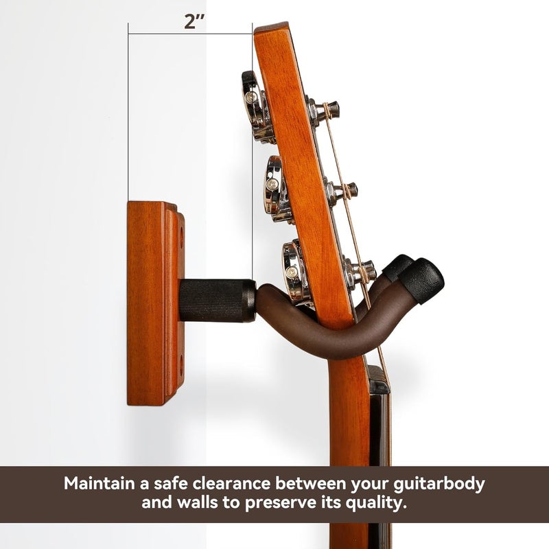 DIDA Guitar Wall Mount, Guitar Hanger, Silicone Pad, U-Shaped Guitar Wall Hanger Mount, Rotatable Guitar Holder Hook Stand Wall for Acoustic, Electric Guitar, Bass (Sapele 1 Pack) - Image 4